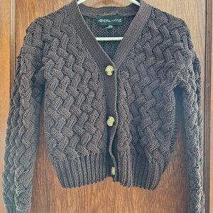 Kendall & Kylie cropped cardigan sweater Brown Size XS